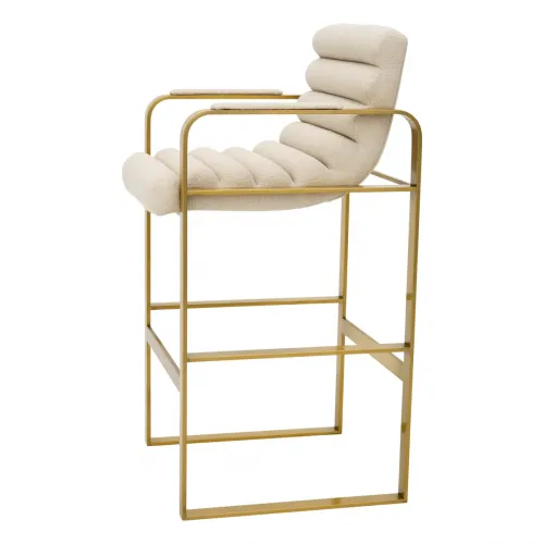Tabouret de Bar Olsen Premium – Assise Sable de Luxe avec Structure en Laiton Brossé par Luxury Group International