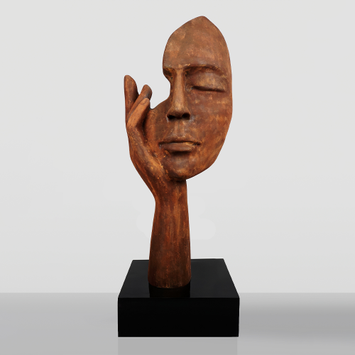 Large Hand Mask Sculpture – Rust Effect Finish 190 cm