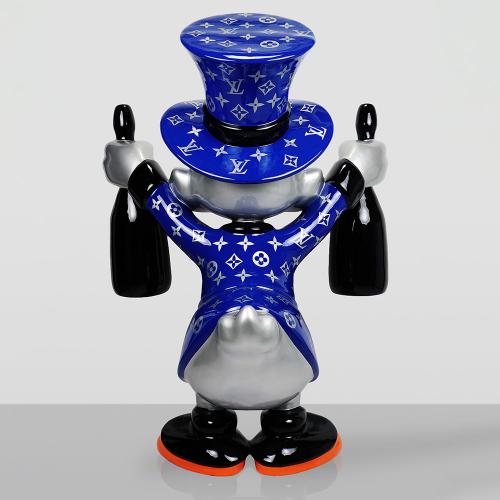 Decorative Sculpture – Large Blue Scrooge McDuck in Artistic Pattern Finish by Luxury Group International