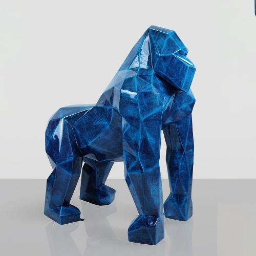 Square Gorilla Sculpture – Blue Patina Finish Design by Luxury Group International