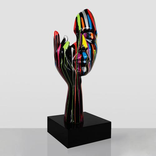 Large Mask Sculpture – Black Trash Artistic Finish by Luxury Group International