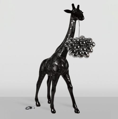 Grande Lampada Giraffa Nera – Scultura Artistica da 230cm di Luxury Group International