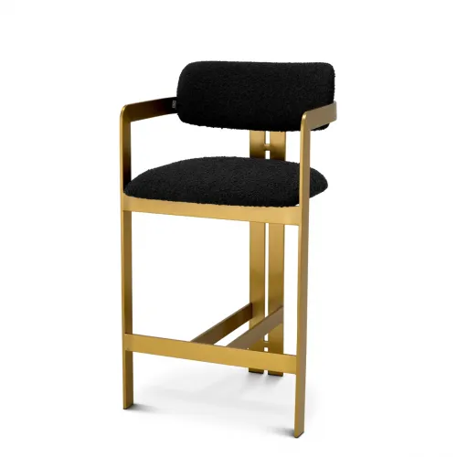 Elegant Cream Boucle Counter Stool – Donato Brass Finish Design