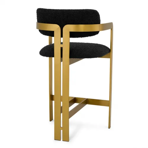 Elegant Cream Boucle Counter Stool – Donato Brass Finish Design by Luxury Group International