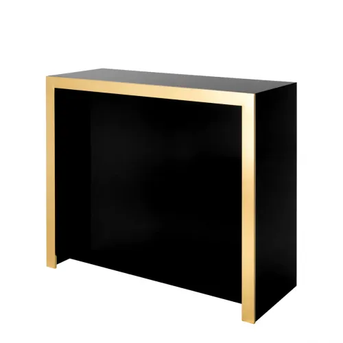 Grimaldi Luxury Bar Cabinet – Black Glass with Gold Finish Frame