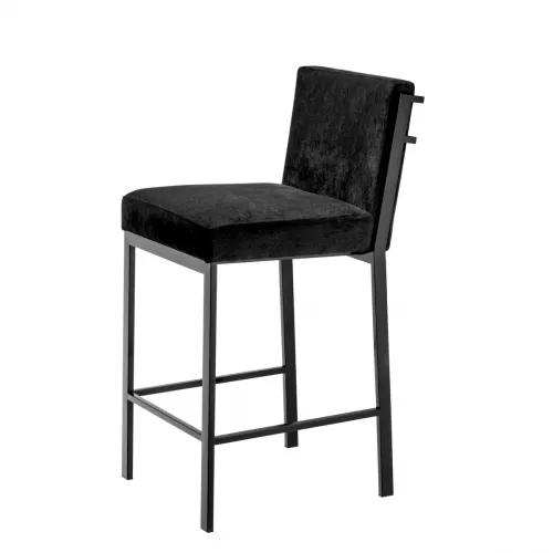 Premium Scott Counter Stool – Black Velvet Seat with Bronze Finish Frame