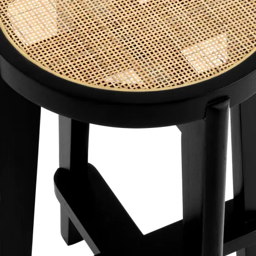 Exclusive Dareau Counter Stool – Classic Black Wood Frame with Rattan Cane Seat by Luxury Group International