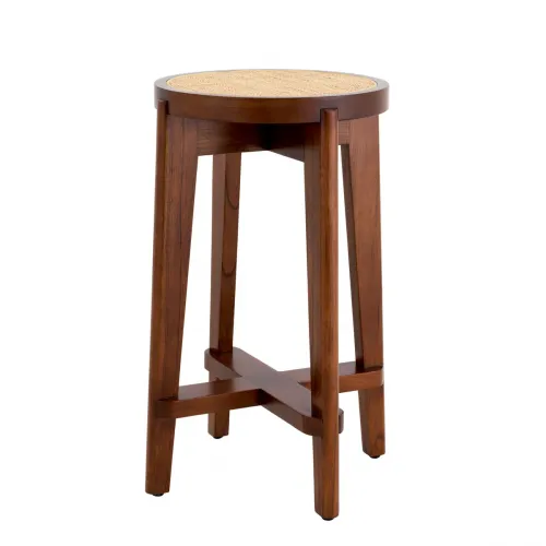 Exclusive Dareau Counter Stool – Classic Brown Wood Frame with Rattan Cane Seat