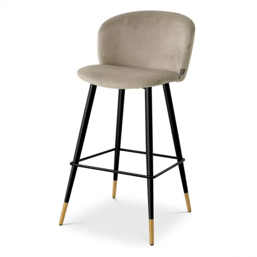 Elegant Volante Bar Stool – Velvet Seating Options & Black/Gold Tapered Legs