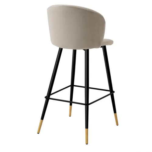 Tabouret de Bar Volant Élégant – Options d’Assise en Velours & Pieds Effilés Noir/Or par Luxury Group International