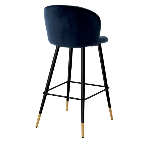Tabouret de Bar Volant Élégant – Options d’Assise en Velours & Pieds Effilés Noir/Or par Luxury Group International