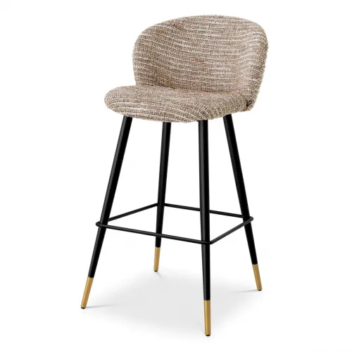 Elegant Volante Bar Stool – Velvet Seating Options & Black/Gold Tapered Legs
