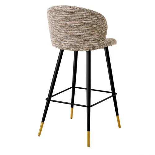 Tabouret de Bar Volant Élégant – Options d’Assise en Velours & Pieds Effilés Noir/Or par Luxury Group International