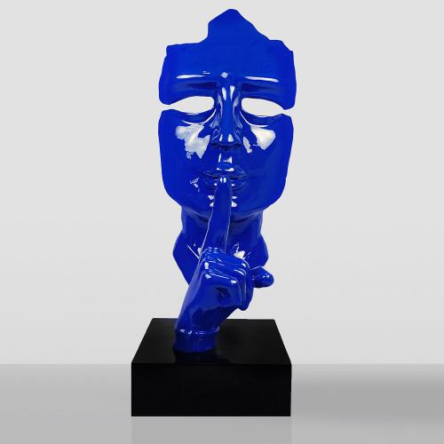 Large Blue Mask Sculpture – Modern Artistic Design by Luxury Group International