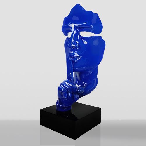 Large Blue Mask Sculpture – Modern Artistic Design by Luxury Group International