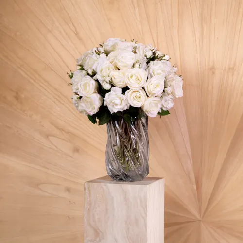 Bouquet of White Roses – Real Touch Luxury Floral Arrangement | Elegant Décor Accent by Luxury Group International by Luxury Group International