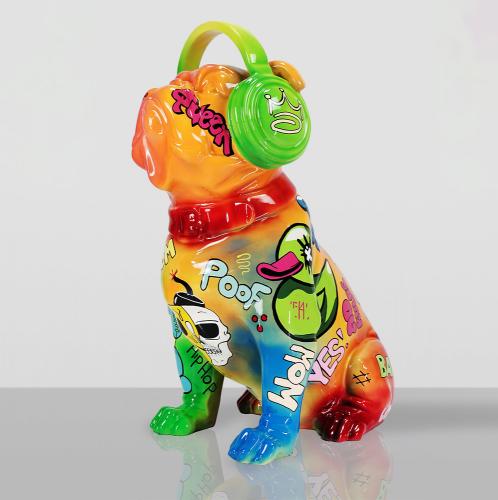 Bulldog with Headphones Sculpture – Pop Art Edition by Luxury Group International