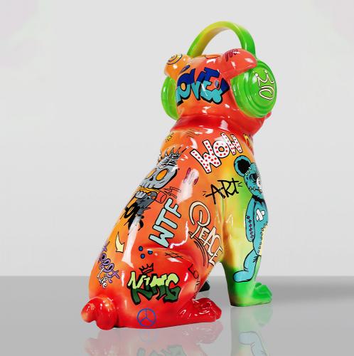 Bulldog with Headphones Sculpture – Pop Art Edition by Luxury Group International