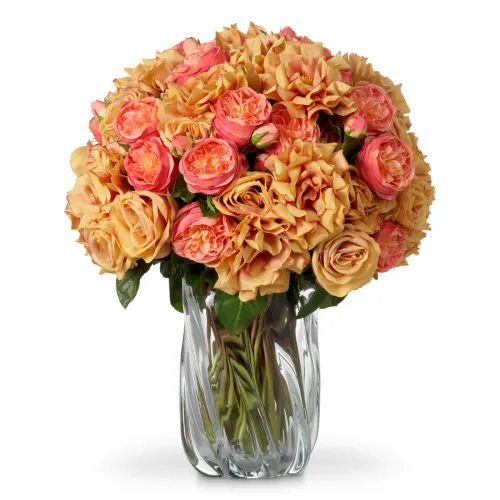 Blumenstrauß aus Pfirsichrosen - Real Touch Luxury Floral Arrangement | Elegantes Heimdekor von Luxury Group International von Luxury Group International