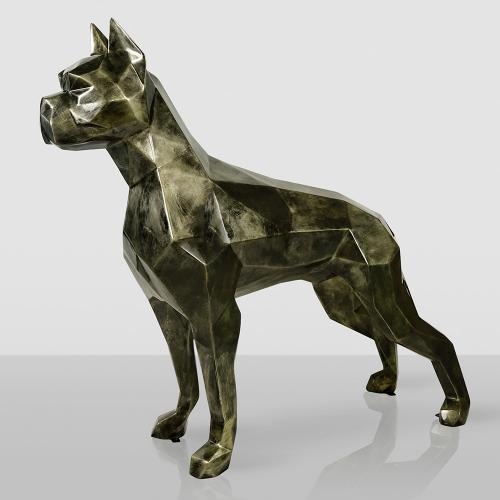 Large Geometric Boxer Dog Sculpture – Origami Finish by Luxury Group International