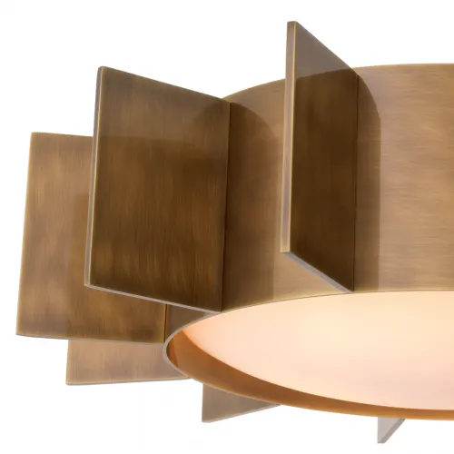 Ceiling Lamp – Vintage Brass Finish with White Glass Shade by Luxury Group International