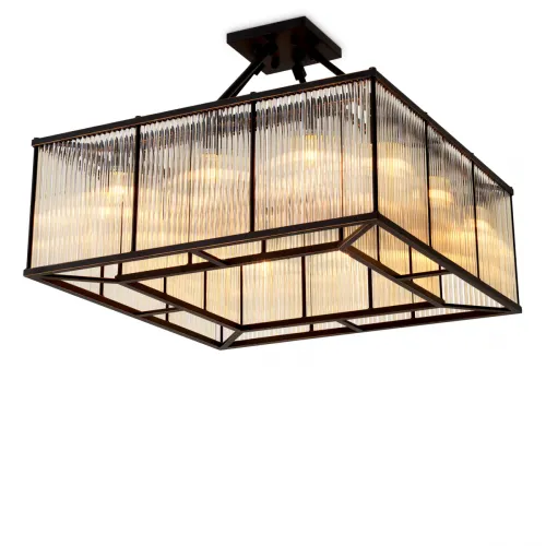 Deckenleuchte Bernardi Square - Bronze Highlight Finish mit Vintage Glas von Luxury Group International