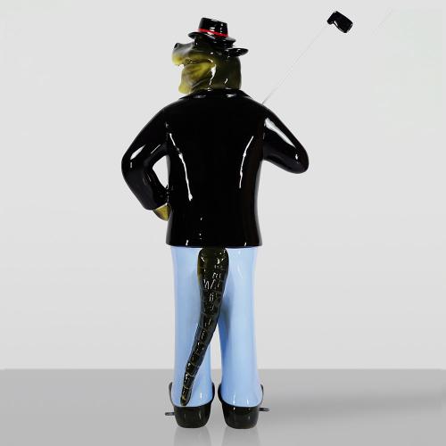 Decorative Crocodile Sculpture in Suit – Luxury Golfer Figure by Luxury Group International