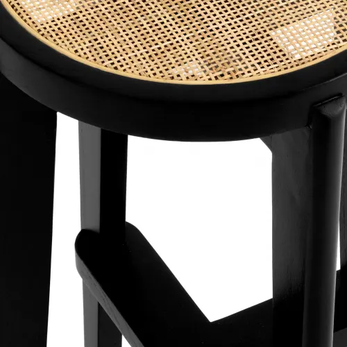 Modern Dareau Bar Stool – Black Wood and Rattan Craftsmanship by Luxury Group International