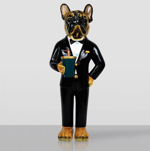 Decorative Bulldog Sculpture in Suit – Luxury Standing Figurine by Luxury Group International
