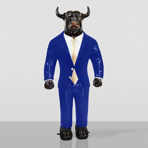 Decorative Bull Sculpture in Suit – Luxury Standing Figurine by Luxury Group International