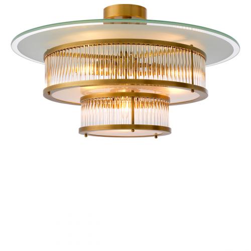 Antique Brass Ceiling Lamp with Clear & White Glass Finish