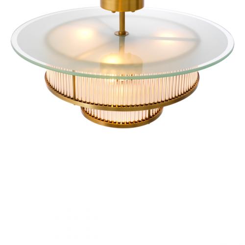 Antique Brass Ceiling Lamp with Clear & White Glass Finish by Luxury Group International