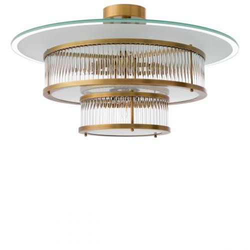 Antique Brass Ceiling Lamp with Clear & White Glass Finish by Luxury Group International