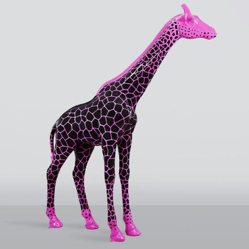 Large Giraffe Sculpture – Pink with Black Spots by Luxury Group International