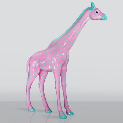 Large Life-Size Giraffe Sculpture – Celadon with Pink Spots by Luxury Group International