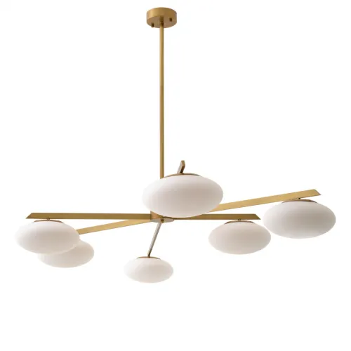 Evergreen Royal Ceiling Lamp – Antique Brass Finish with White Glass Shades by Luxury Group International