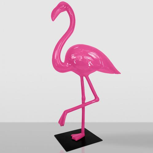 Large 3D Flamingo Sculpture – Pink with Metal Base by Luxury Group International
