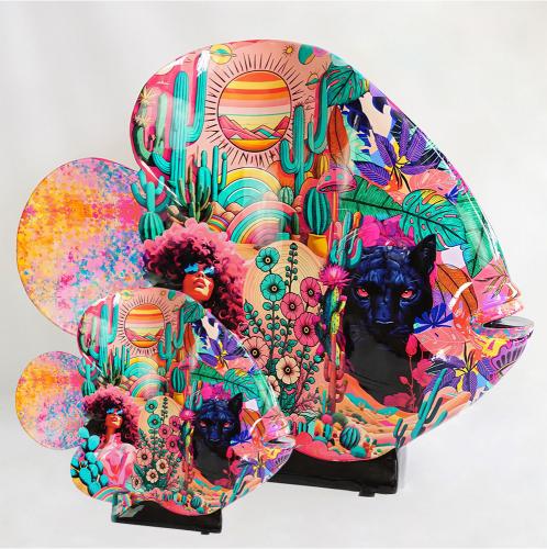 Luxury XL Fish Sculpture with Mexican Motifs