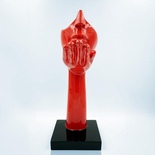 Luxury Small Red Mask Sculpture on Base – Red Inspiration by Luxury Group International