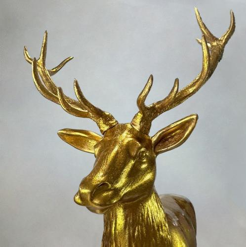 Luxury Large Golden Deer Sculpture with Glitter Finish - 220 cm by Luxury Group International