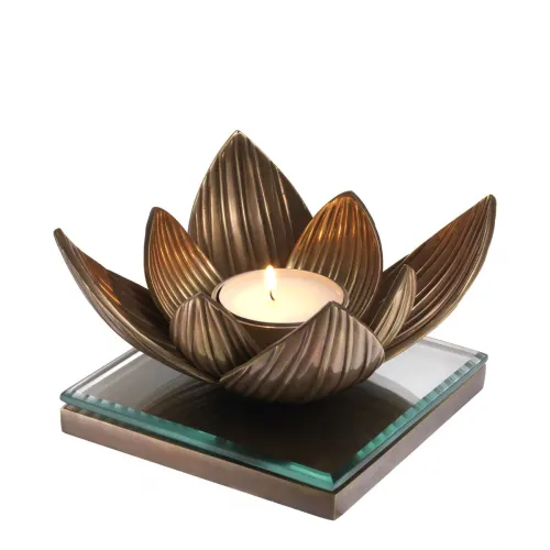 Luxury Lotus Tealight Holder – Brass Finish Accent