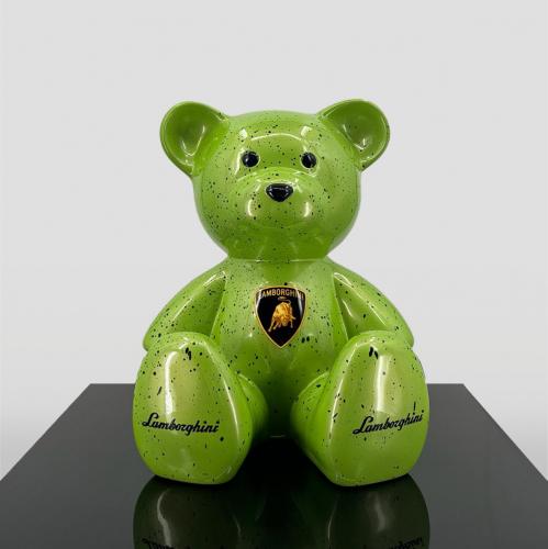 Luxury Small Green Bear Sculpture with Logo – 35 cm by Luxury Group International