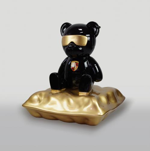 Luxury Teddy Bear Sculpture on Gold Cushion by Luxury Group International