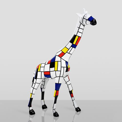 Large Multicolor Giraffe Sculpture – 230 cm Art Décor by Luxury Group International