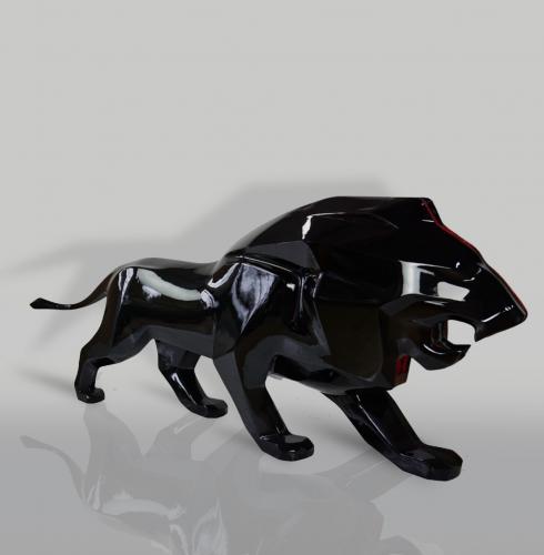 Luxury Black Geometric Lion Sculpture – 290 cm Décor by Luxury Group International