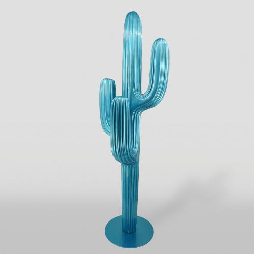 Luxury Metallic Blue Cactus Sculpture – 195 cm Décor