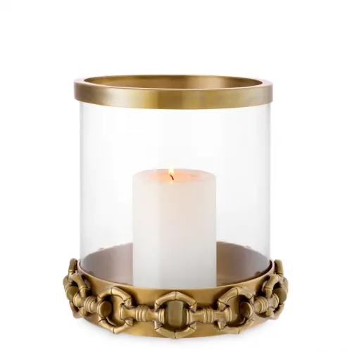 Royal Clementine Hurricane – Vintage Brass with Clear Glass