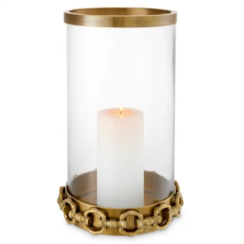 Royal Clementine Hurricane L – Vintage Brass with Clear Glass