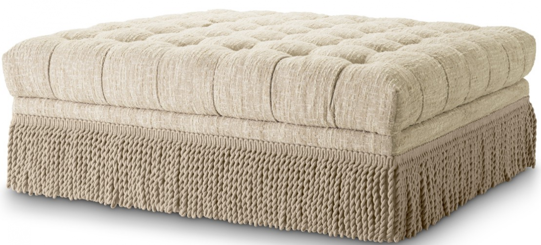 Premium Cream Bouclé Ottoman – Cream Textured Accent