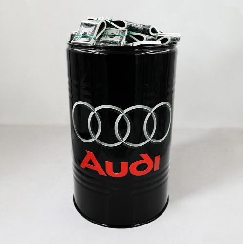 Luxury Metal Barrel Sculpture with Dollar Design – 50 cm